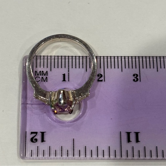 INTERGEM Pink Morganite Pear-Cut Gemstone Accent Silver Plated Ring - Size 6.5 - Picture 8 of 9